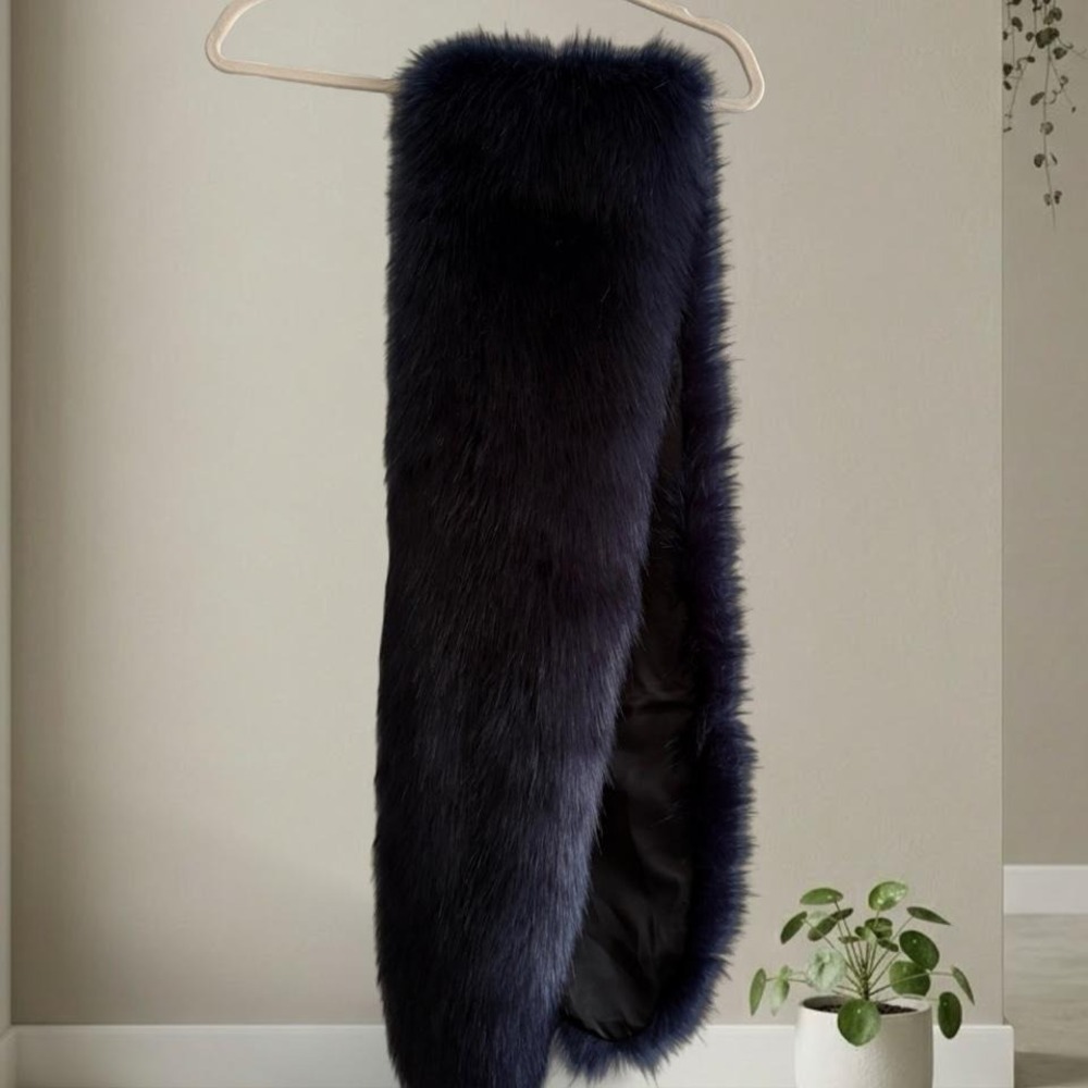 Navy blue faux fur scarf wedding wrap #luxury